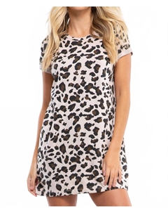 Футболка с коротким рукавом мини-платье в леопардовом принте Brunette the label
