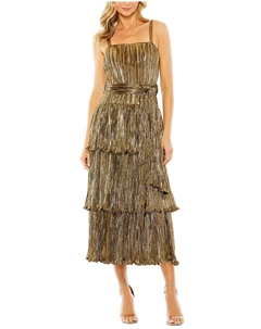 Платье-трапеция с ярусами и рюшами на пряжке, желтый Mac duggal