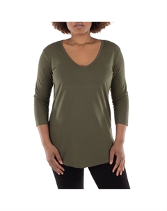 Оливковая туника с V-образным вырезом и рукавом 3/4 The good tee