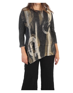 Canali Туника из хлопка с минеральной мойкой и рукавом долман в мультиколоре Jess & jane