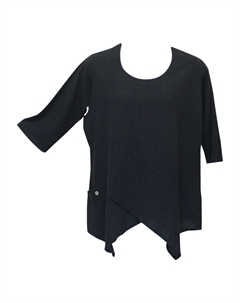 Женская хлопковая туника в горошек с эффектом марли Ginger черного цвета Ezze wear