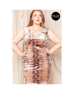 Вельюровое мини-платье со змеиным принтом, Blush Truedames