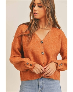 Длинный кардиган на пуговицах с длинными рукавами, Rust Truedames