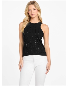 Кристальная блестящая майка, черный Guess factory