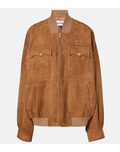 Замшевая куртка с логотипом, Acero Miu miu