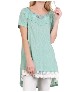 Шалфейная туника с цветочным кружевным крючком, Sage Umgee