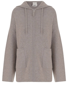 Рельефный худи из шерсти и кашемира с регулируемым капюшоном, серый Allude