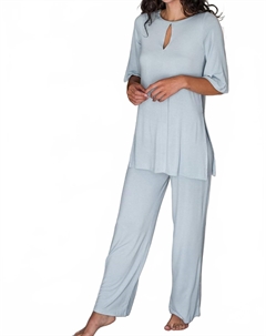 Kat Lounge Пижамный комплект из бамбука в небесно-голубом цвете Yala