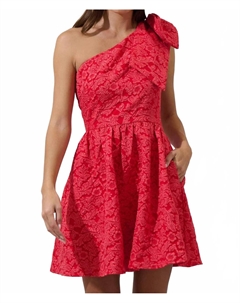 Мини-платье Zarah Jacquard Ivine с бантом в красном цвете Sugarlips