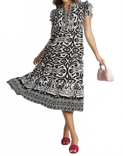 Глобальный миди-платье в черно-белом цвете Umgee