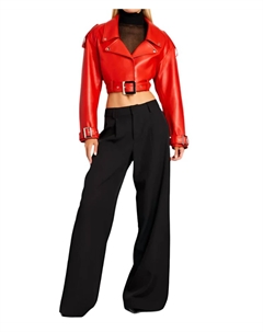 Кожаная куртка Victoria в цвете помадный красный Retrofete