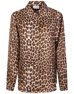 Леопардовый принт шелковая рубашка с острым воротником и оверсайз силуэтом Parosh
