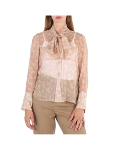 Бежевая блузка с бантом и принтом оленя Burberry