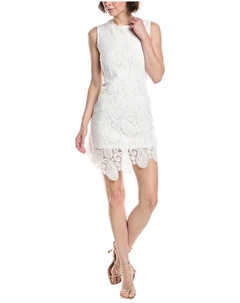 Платье-футляр с кружевом, белый Adrianna papell