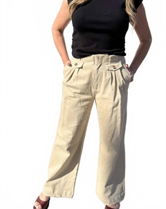 Джинсовые брюки с плиссировкой, широкие, цвета косточки, Bone Crescent