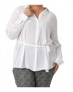 Белый плюс размер туника с поясом и воротником Nydj