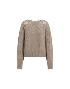 Бежевый пуловер из натуральной шерсти Ermanno scervino