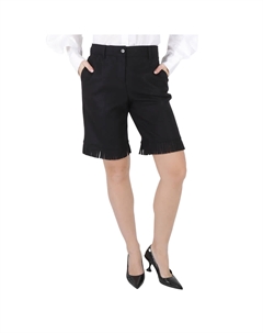 Барберри Женские черные шерстяные шорты с бахромой Burberry