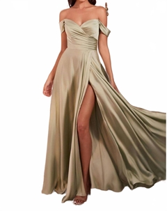 Платье-футляр из сатина с открытыми плечами в цвете шалфей, Sage Cinderella divine