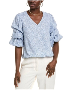 Топ Винса Камуто с рукавами-фонариками, синий Vince camuto