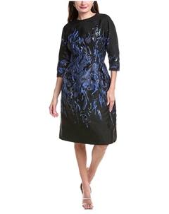Тери Джон от Рики Фримен Жаккардовое миди-платье, черный Teri jon by rickie freeman