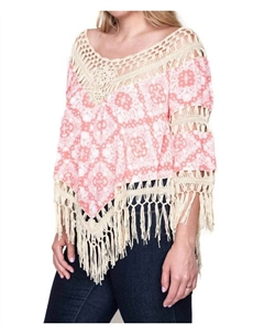 Топ с принтом, крючком и бахромой в кораллово-розовом цвете Umgee