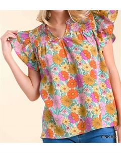 Разрезной топ York с цветочным принтом в розовых тонах Umgee