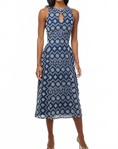 Женское синее миди-платье Soraia из хлопка с ажурной вышивкой Adelyn rae