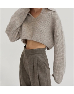 Картер поло-свитер с вафельной вязкой в сером меланже, серый Crescent