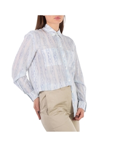 Барберри Ивана Цепной принт Шелковая рубашка с пуговицами и отложным воротником Оверсайз, белый Burberry