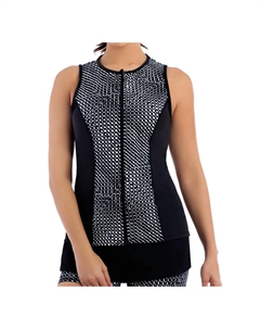 Рашгард Shimmer Bay Active без рукавов на молнии, черно-белый Miraclesuit