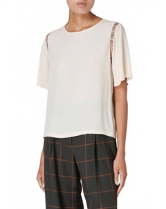 Белая блузка с короткими рукавами кремового цвета Paul smith