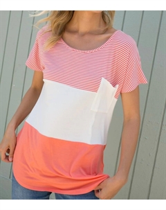 Туника из микс-вязаного топа кораллового цвета E. luna