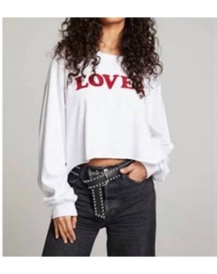 Любовный принт топ с длинными рукавами в белом цвете Chaser