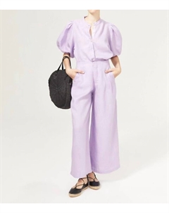 Льняные брюки-кюлоты в ярком сиреневом цвете Lanhtropy