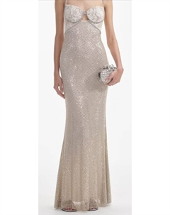 Макси-платье с пайетками в кремовом цвете Self-portrait