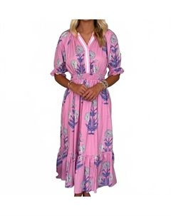 Цветочное макси-платье в розово-белых тонах Umgee