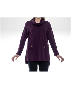 Туника с драпировкой на шее в баклажановом цвете, Eggplant Toofan