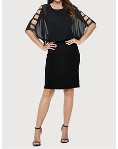 Черное платье с ажурными рукавами из шифона Last tango