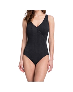 Цельнокроеный купальник с запахом и фактурной отделкой Cosmos Black Gottex