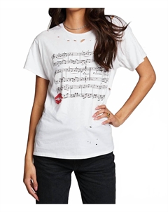 Футболка с нотами с коротким рукавом в белом цвете Chaser
