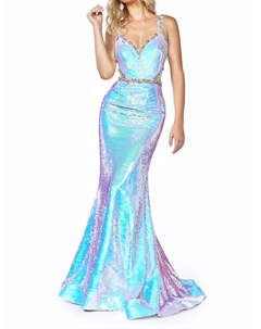 Сексуальное облегающее платье с открытой спиной и эффектом переливающихся пайеток в цвете опал, Opal Cinderella divine