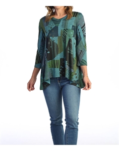 Облегающая трикотажная туника Doodles с асимметричным лифом цвета «бирюза», Teal Jess & jane