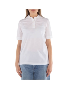 Хлопковая рубашка-поло с вышитым логотипом, белый Burberry