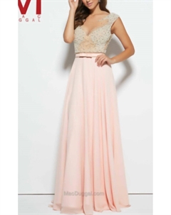 Платье с каплевидными рукавами в цвете бледно-розовый/слоновая кость Mac duggal