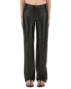 Черные кожаные брюки прямого кроя из ягненка Michael michael kors