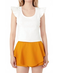 Белая вязаная блузка с U-образным вырезом 2.7 august apparel