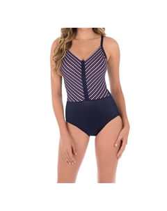Lucky Stripe Seafarer V-образный купальник-монокини в темно-синем цвете Miraclesuit