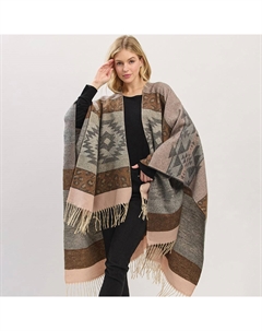 Ацтекский леопардовый принт с бахромой пончо руана Truedames