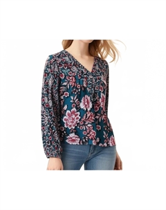 Блузка Josie с цветочным принтом и V-образным вырезом в голубом цвете Band of the free